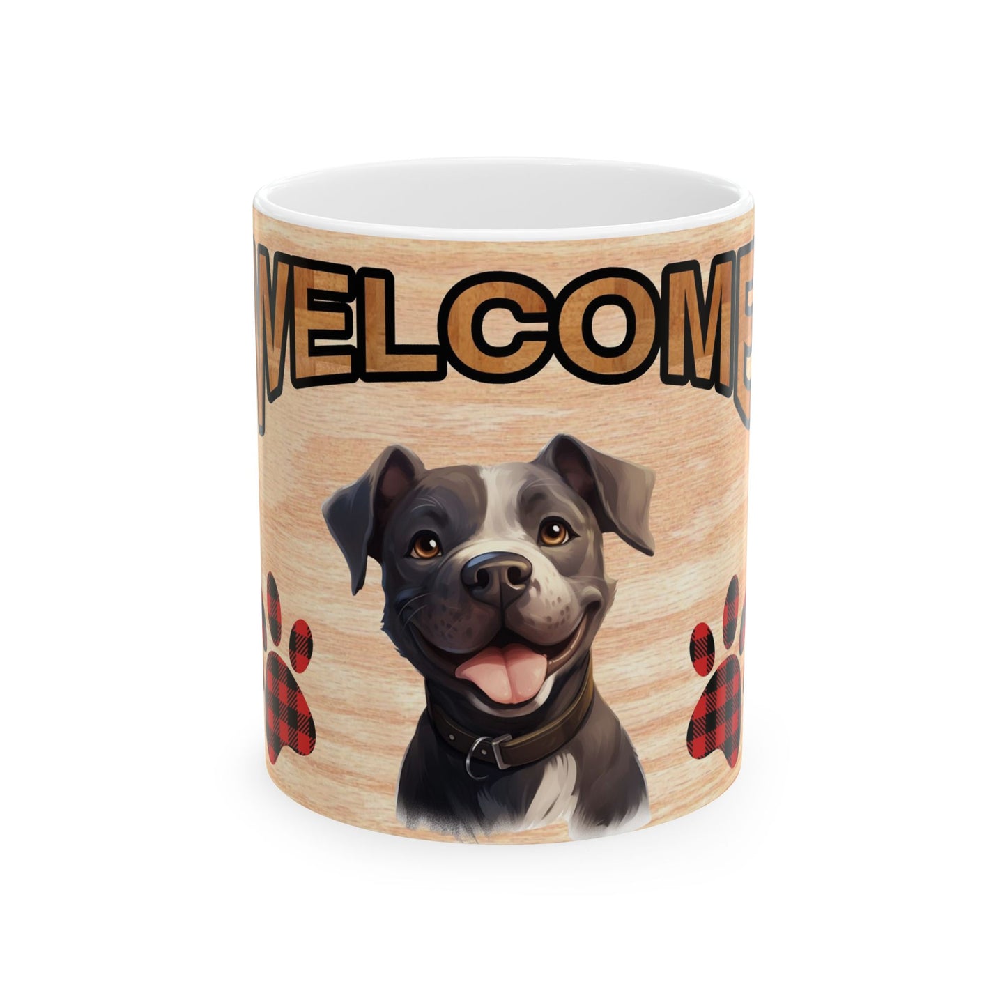Welcome Puppy Mug — Cute Happy Dog Paw Print Ceramic Coffee Cup 11oz    Item #150993