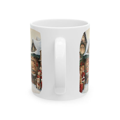 Christmas Village Santa With Dogs Ceramic Mug 11oz  Item #41039