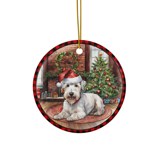 Sealyham Terrier Christmas Dog Ceramic Disc Ornament       Item #345162