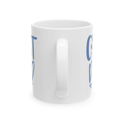 Coffee Lover Ceramic Mug – Cute Paw Print "Cat Dad" Design, 11oz    Item #747745
