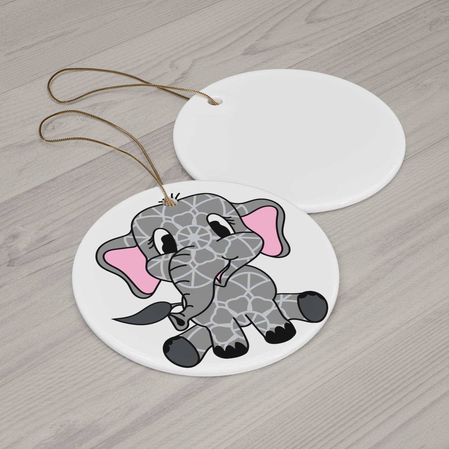 Elephant Ceramic Disc Ornament      Item #934984