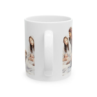 Nativity Family Ceramic Mug – Holy Family Christmas Coffee Cup 11oz   Item #719189
