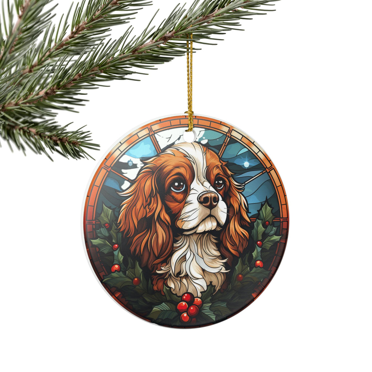 Cavalier King Charles Spaniel Dog Christmas Ceramic Ornament Item #356316