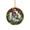 Wreath Girls Ceramic Disc Ornament         Item #94163 - Buckshot's Bargain Barn