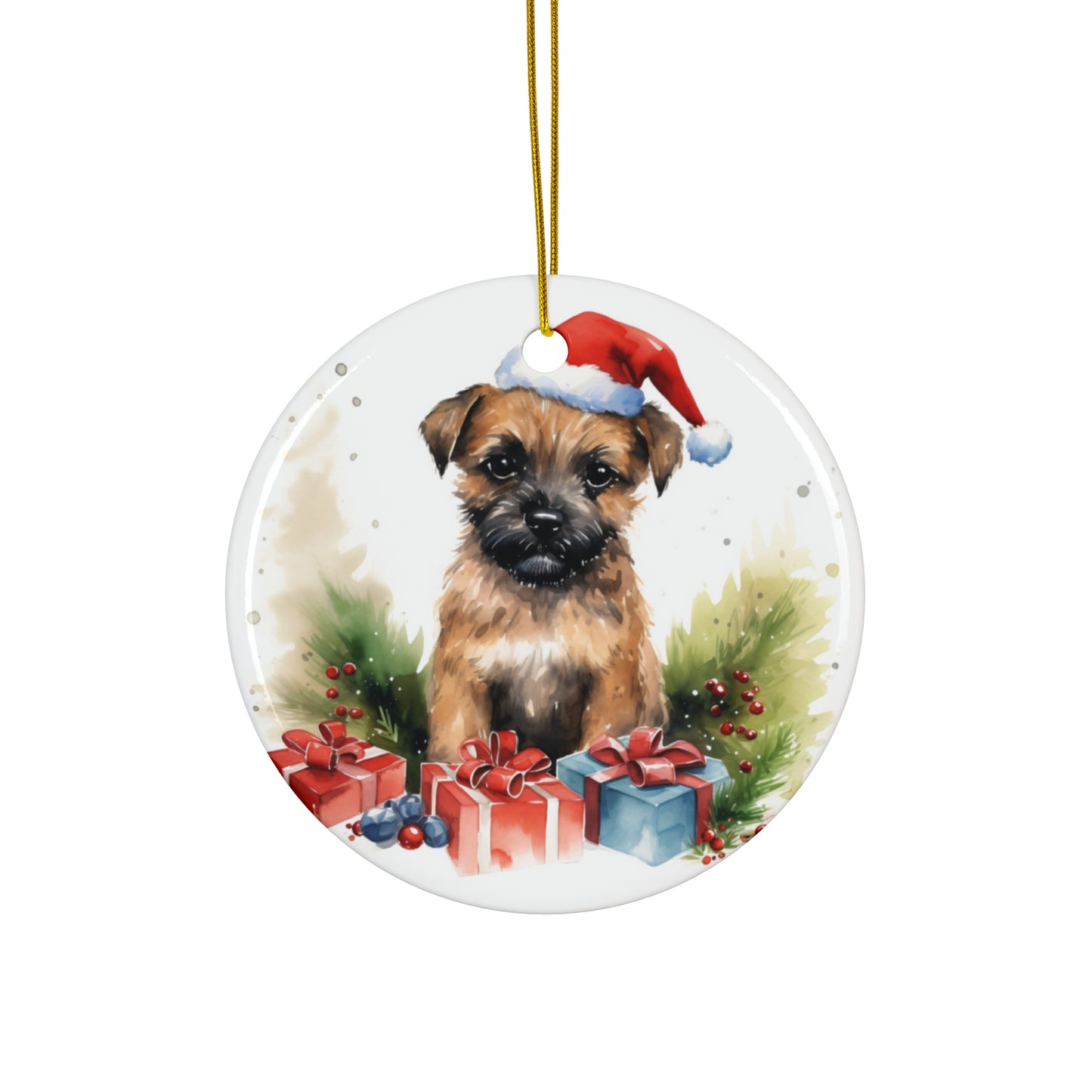 Ceramic Ornament - Border Terrier Christmas     Item #7350601