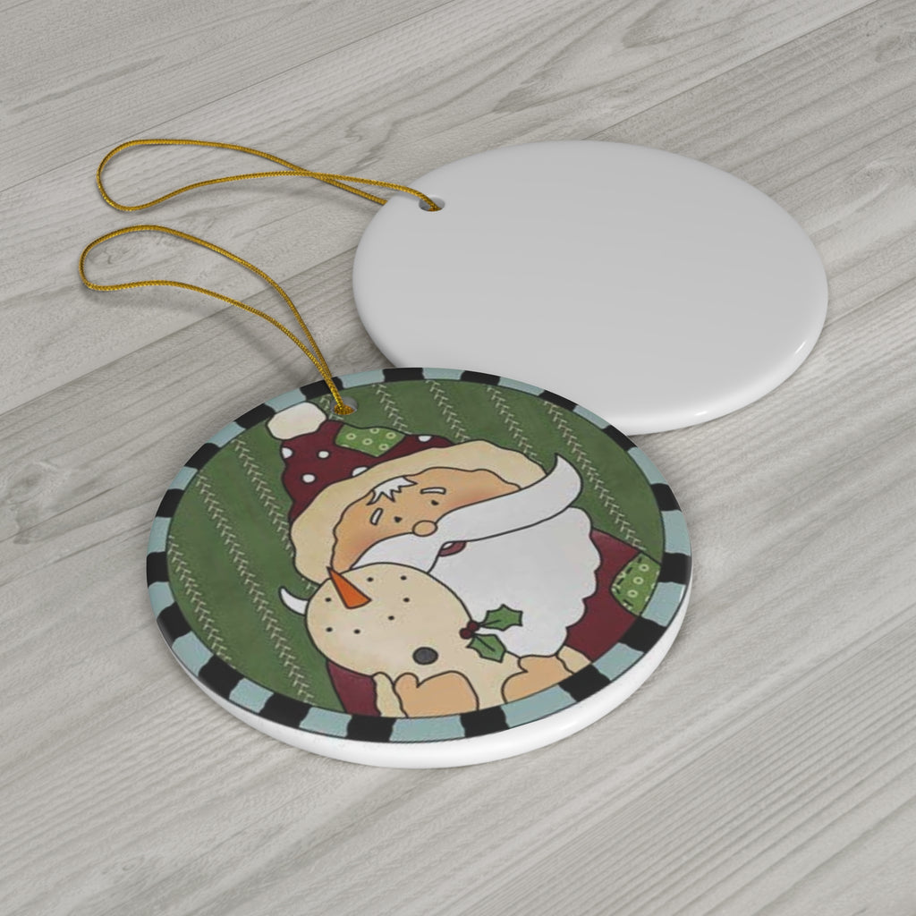 Santa Ceramic Disc Ornament          Item #1811383