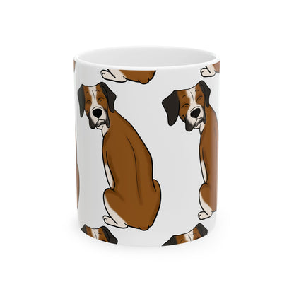 Boxer Dog Pattern Ceramic Mug — Cute Brown Boxer Coffee Cup 11oz   Item #506972