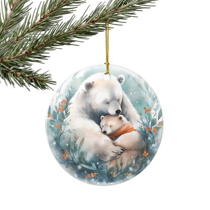 Ceramic Ornament – Polar Bear and Cub Winter Holiday Decoration    Item #765485