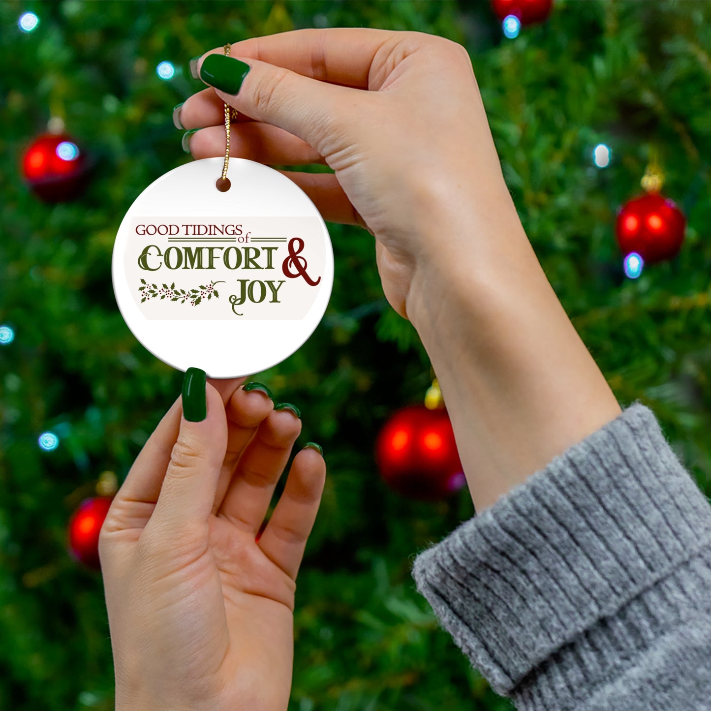 Good Tidings Of Comfort Ceramic Disc Ornament      Item #1377233