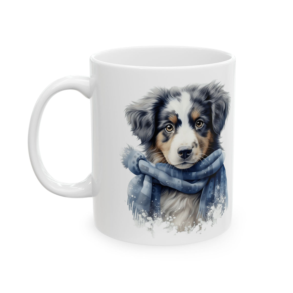 Winter Dog With Scarf Ceramic Mug – Cute Cozy Coffee Cup Gift 11oz   Item#72937