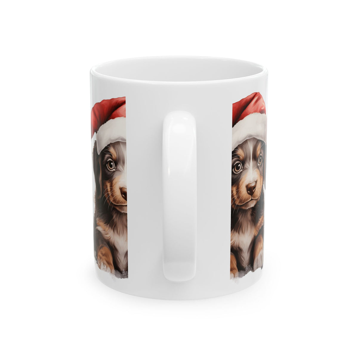 Christmas Puppy Ceramic Mug – Cute Dachshund in Santa Hat 11oz    Item #12674