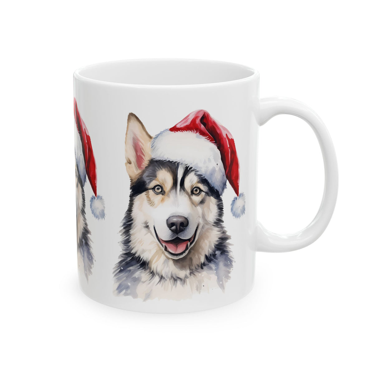 Christmas Husky Mug — Festive Siberian Husky in Santa Hat 11oz   Item #640821