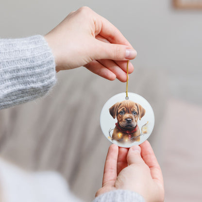 Ceramic Puppy Christmas Ornament – Cute Dog Holiday Tree Decoration   Item #732888