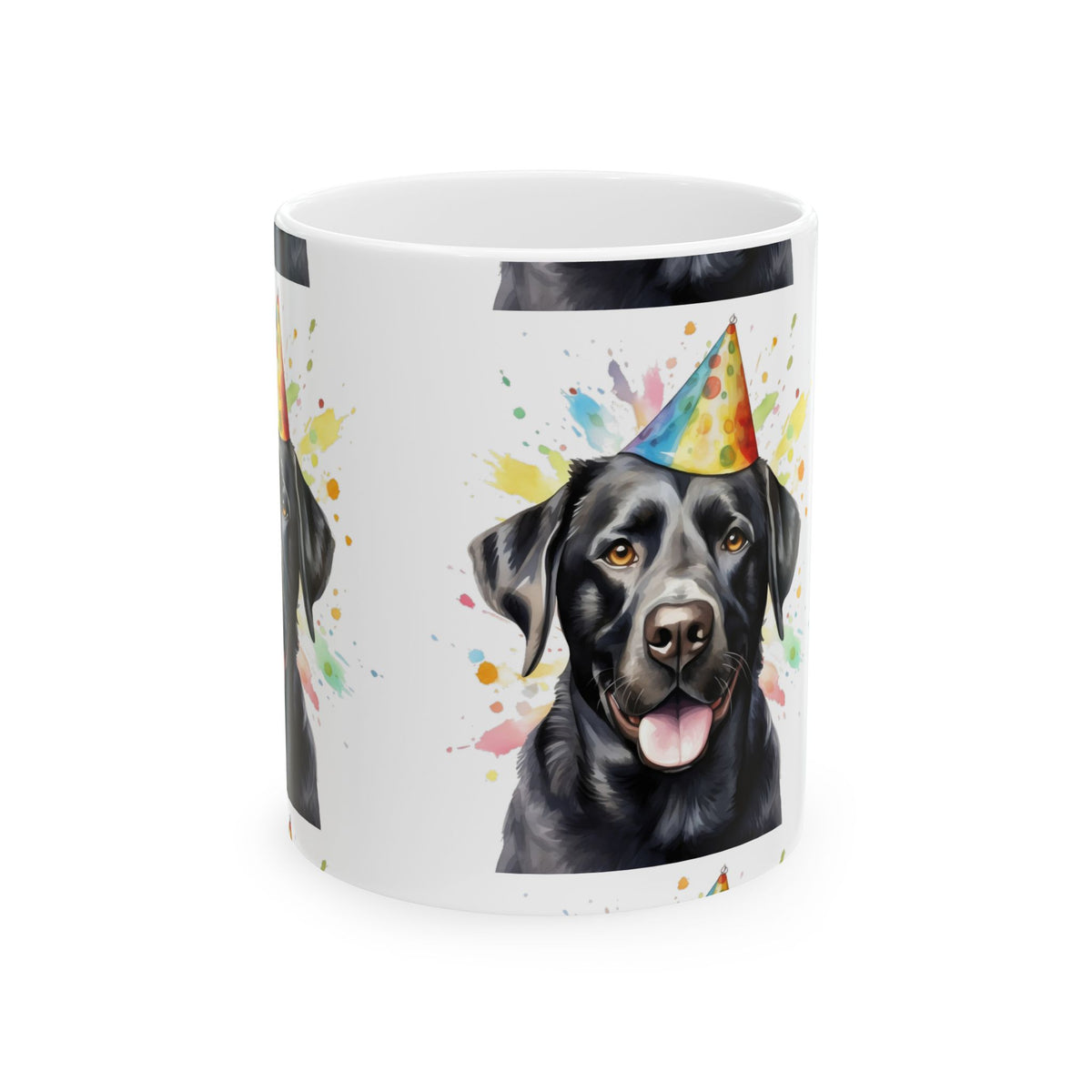 Black Labrador Birthday Party Mug – Cute Dog Portrait Ceramic Coffee Cup 11oz   Item #23832