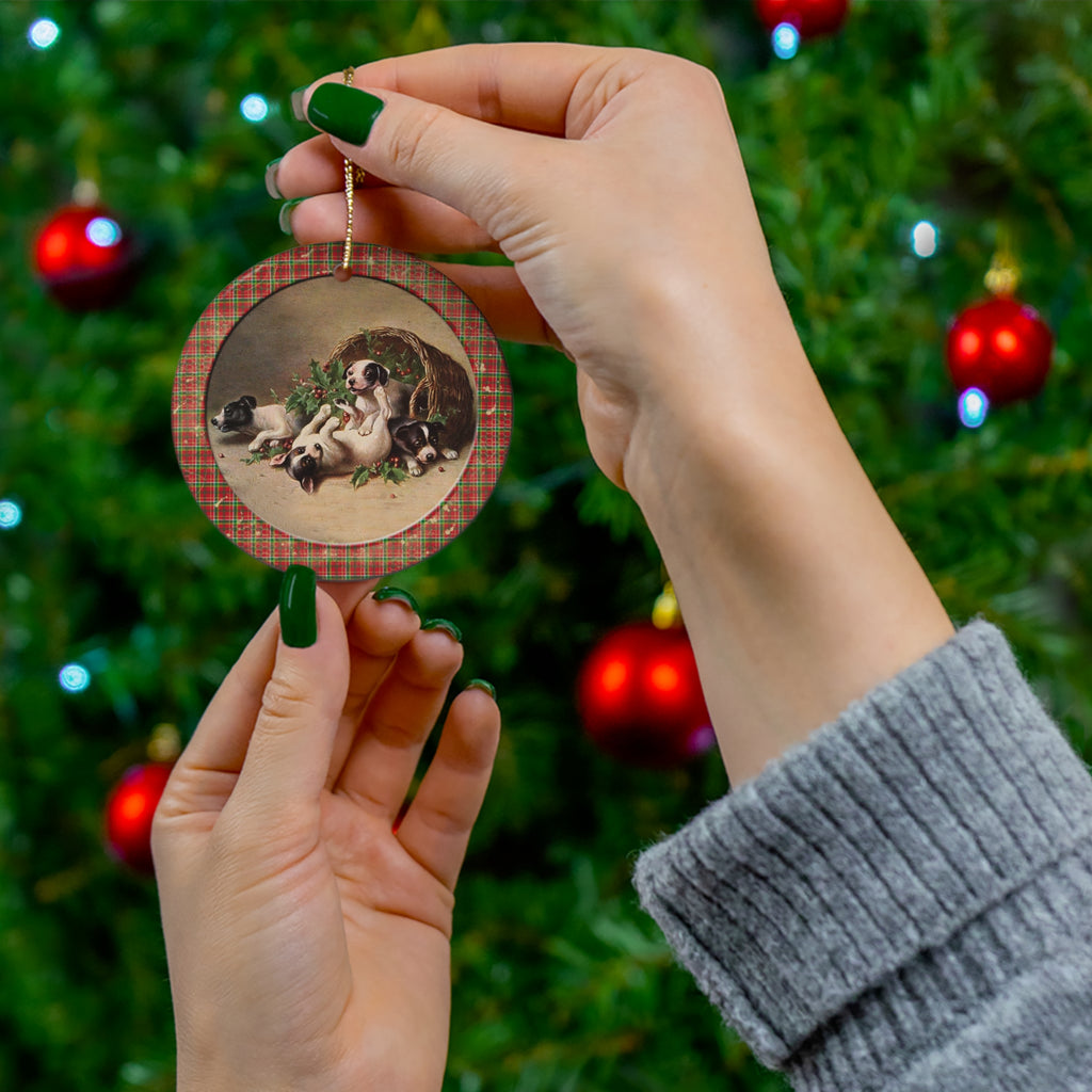 Christmas Dogs Ceramic Disc Ornament       Item #7940757