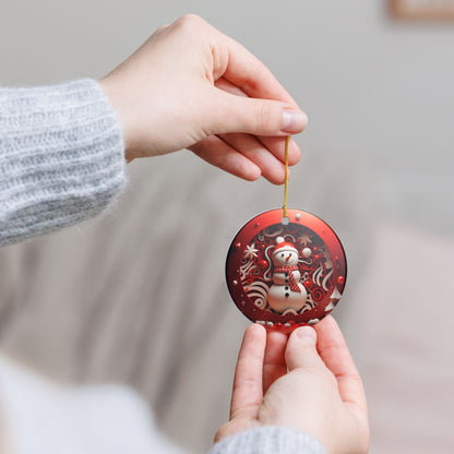 Christmas Snowman Ceramic Ornament   Item #213131