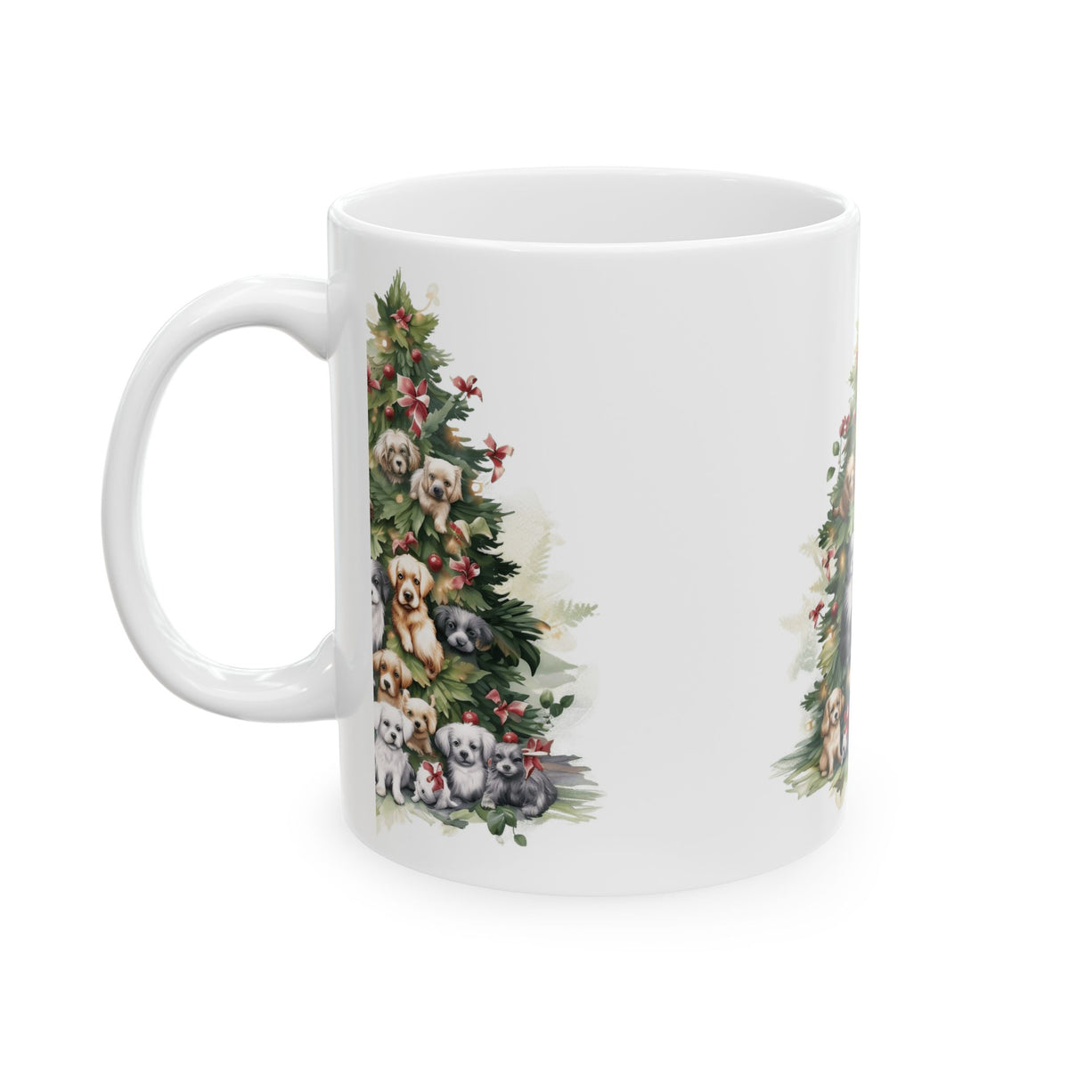 Christmas Dog Tree Ceramic Mug — Holiday Puppy Coffee Cup 11oz  Item #215197