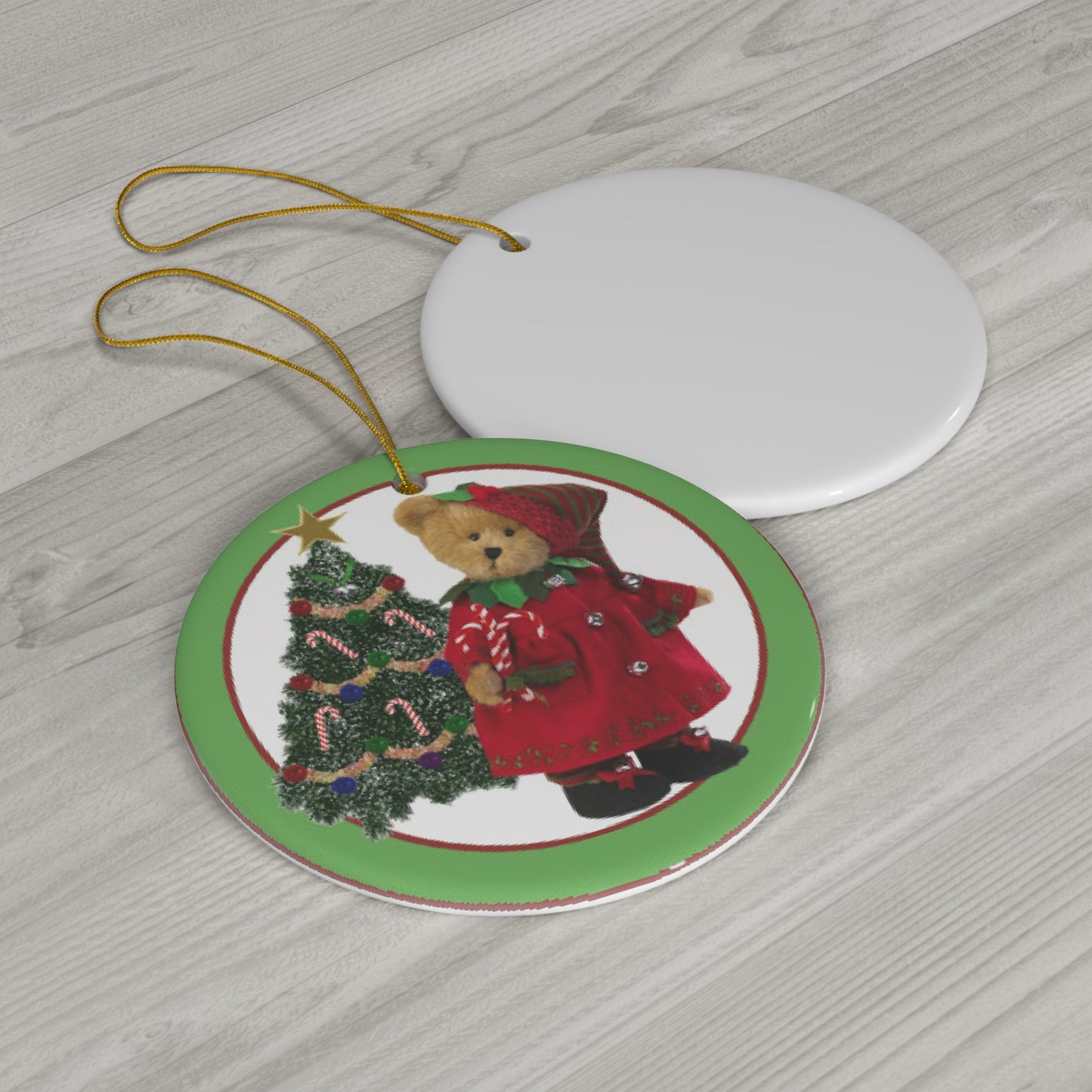 Christmas Bear Ceramic Disc Ornament      Item #2018671