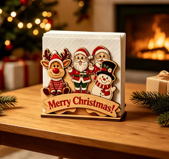 Santa And His Friends Wooden Napkin Holder By Santa's Creations