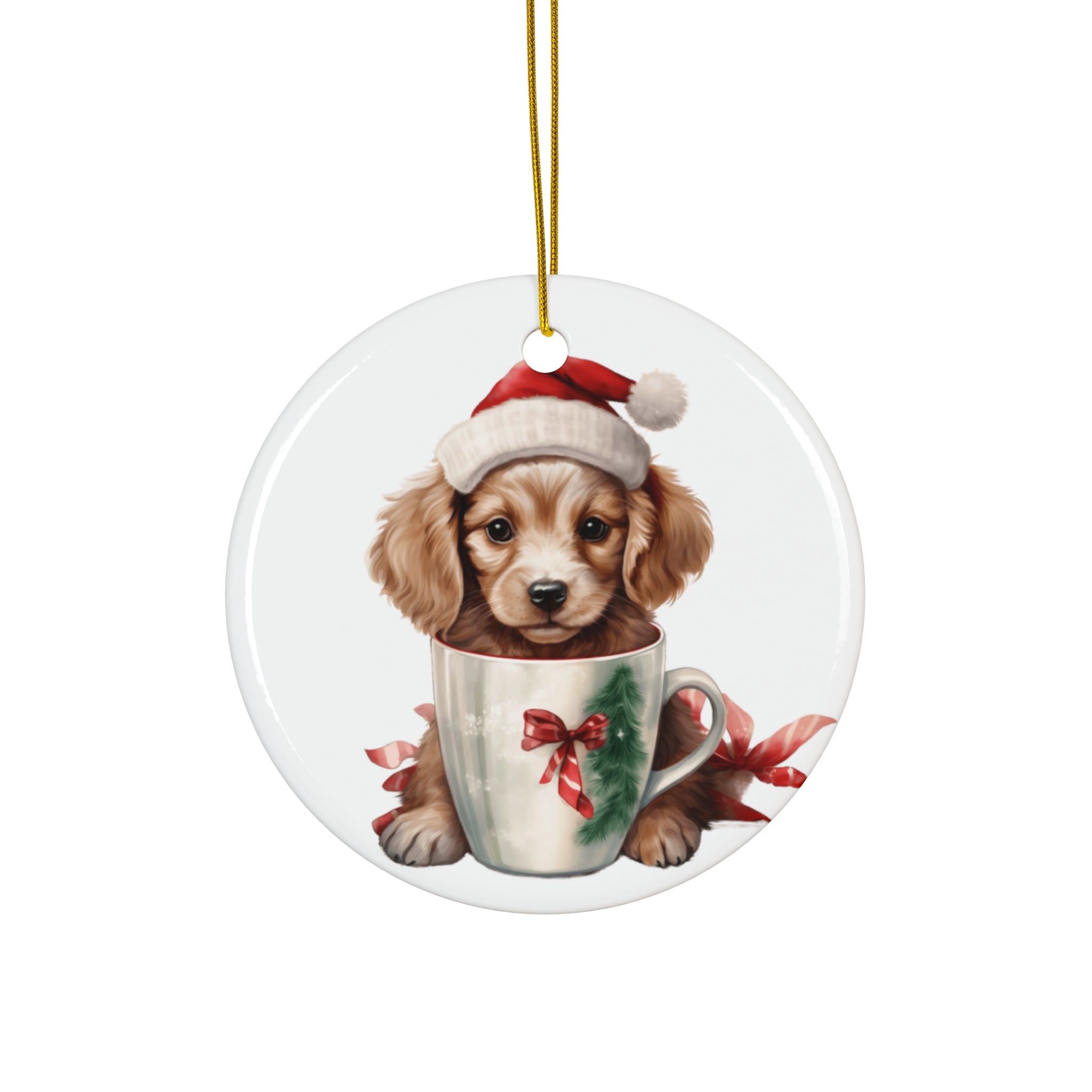Christmas Dog Ceramic Disc Ornament             Item #9052869