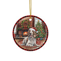 English Setter Christmas Dog Ceramic Disc Ornament            Item #7414545