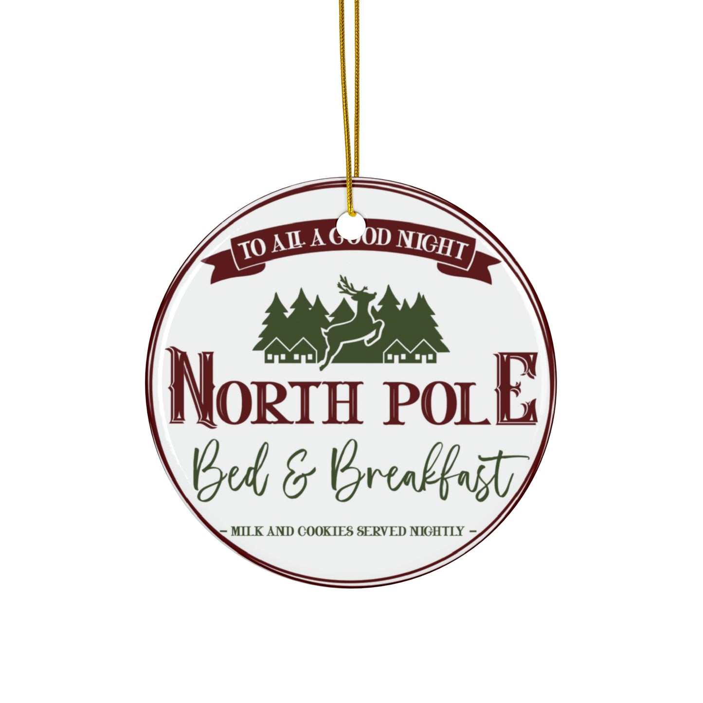 North Pole Bed And Breakfast Ceramic Disc Ornament     Item #2232811