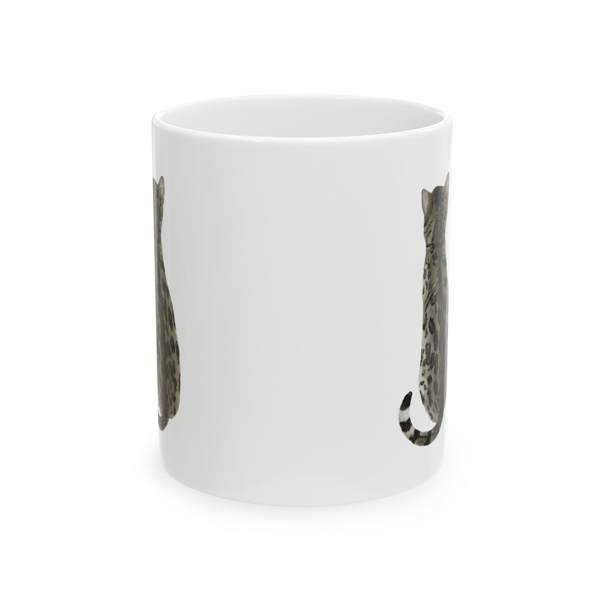 Cat Silhouette Ceramic Mug – Cute Sitting Cat Coffee Cup 11oz    Item #801