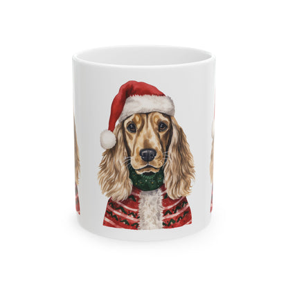 Cocker Spaniel Christmas Mug - Festive Dog in Santa Hat Ceramic Coffee Cup 11oz   Item #978881