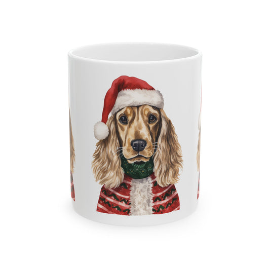 Cocker Spaniel Christmas Mug - Festive Dog in Santa Hat Ceramic Coffee Cup 11oz   Item #978881