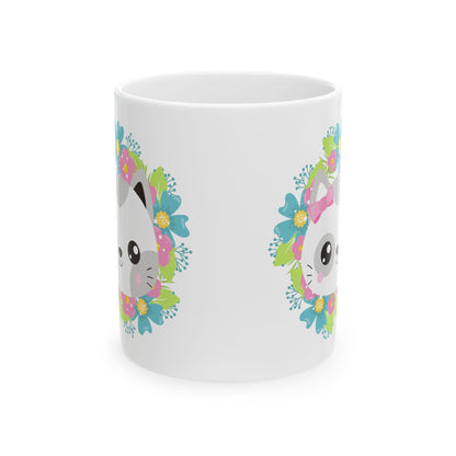 Cute Floral Cat Face Ceramic Mug — 11oz   Item #997223
