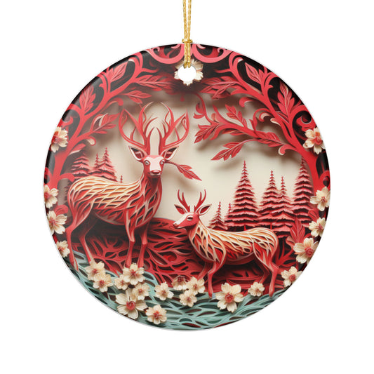 Red Deer Forest Ceramic Ornament    Item #734199