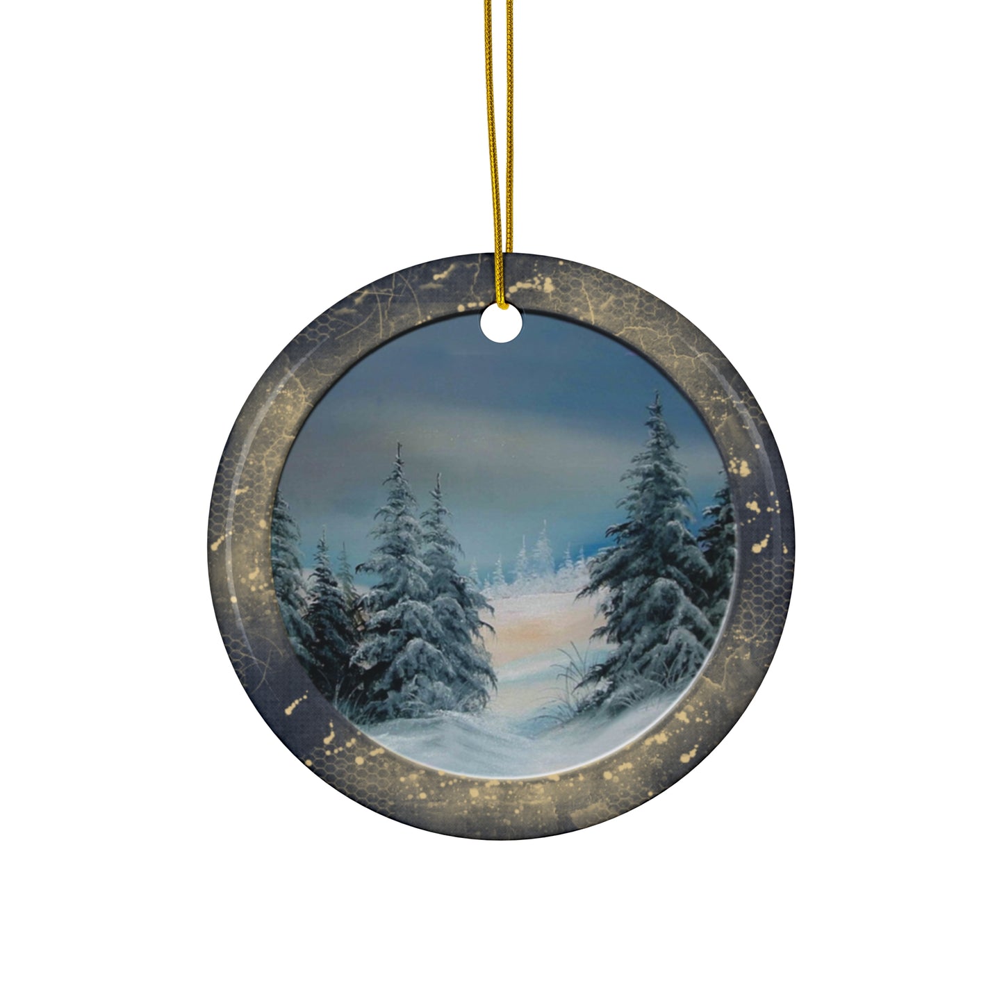 Winter Scene Ceramic Disc Ornament          Item #8434972