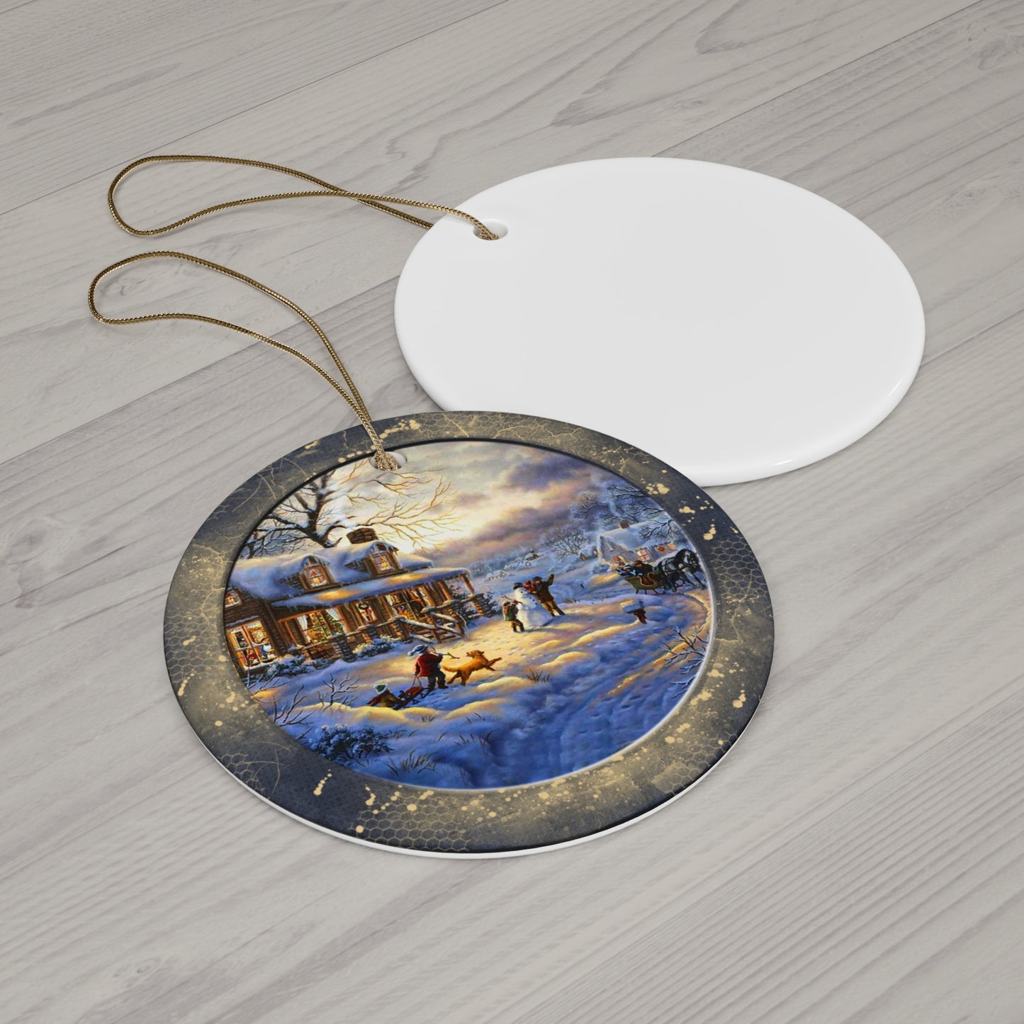 Winter Scene Ceramic Disc Ornament        Item #272033