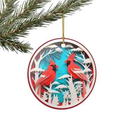 Ceramic Cardinal Bird Christmas Ornament   Item #58303