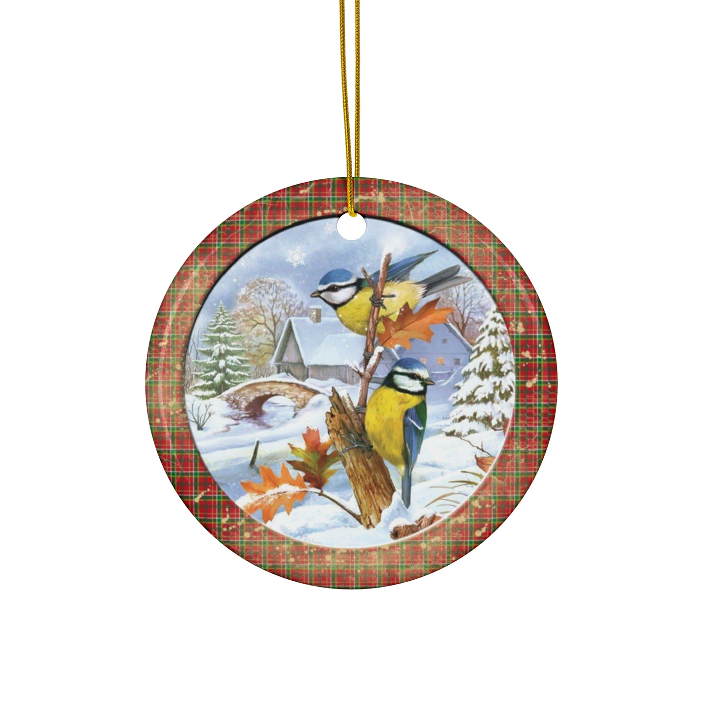 Christmas Birds Ceramic Disc Ornament       Item #7579808