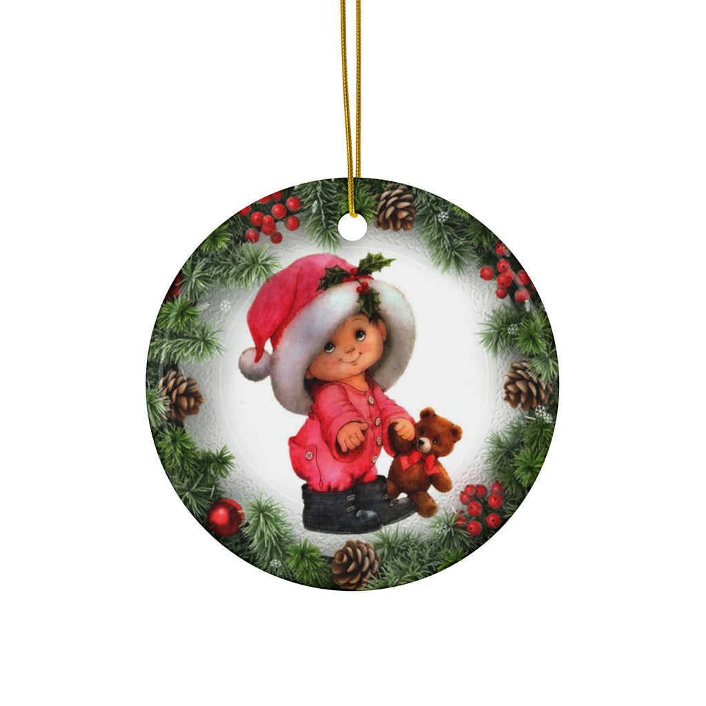 Xmas Kid Ceramic Disc Ornament        Item #2845483 - Buckshot's Bargain Barn