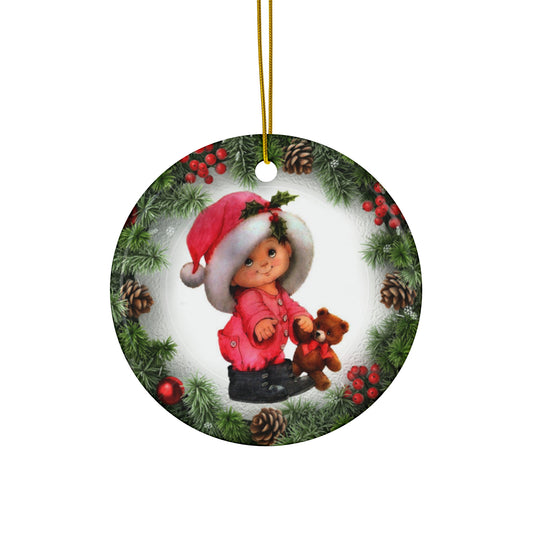 Xmas Kid Ceramic Disc Ornament        Item #2845483