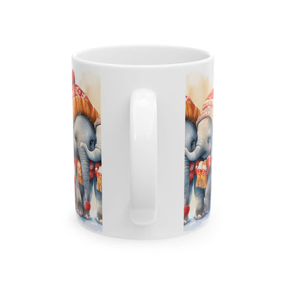Cute Winter Elephants Ceramic Mug 11oz  Item #972807