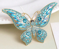 Elegant Blue Crystal Butterfly Brooch
