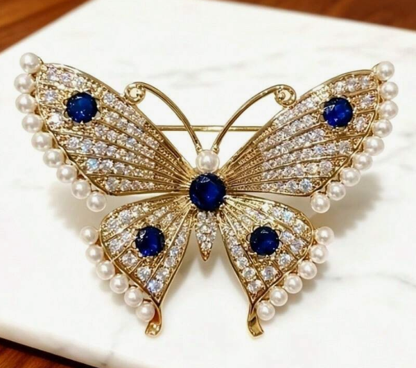 Pearl Butterfly Brooch By Senenity Gems