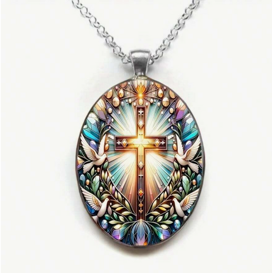 Radiant Cross And Dove Pendant Necklace By Serenity Gems  Item #983819