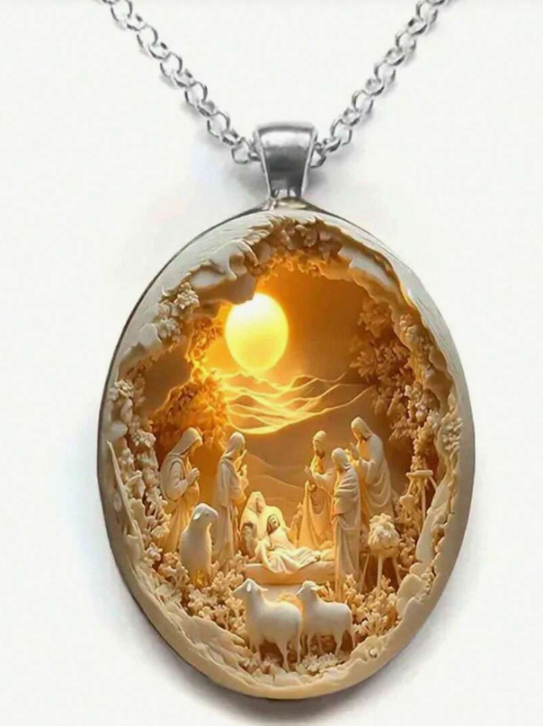 Nativity Scene Pendant Necklace By Serenity Gems