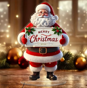 Santa’s Creations Merry Christmas Santa Claus Holiday Figurine – Festive Santa with Merry Christmas Sign   Item #939844