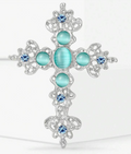 Turquoise Crystal Cross Brooch By Serenity Gems